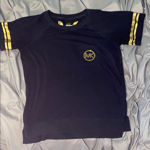 Michael Kors Tops - Michael Kors Gold and Navy Blue T-Shirt